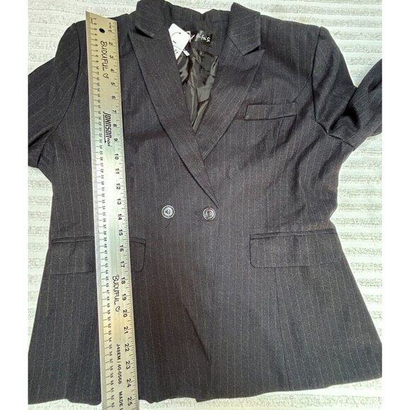 Ai Fei Si Lisueyne Pinstripe 2 Button Double Breasted Suit Jacket XL Black New - Picture 9 of 9